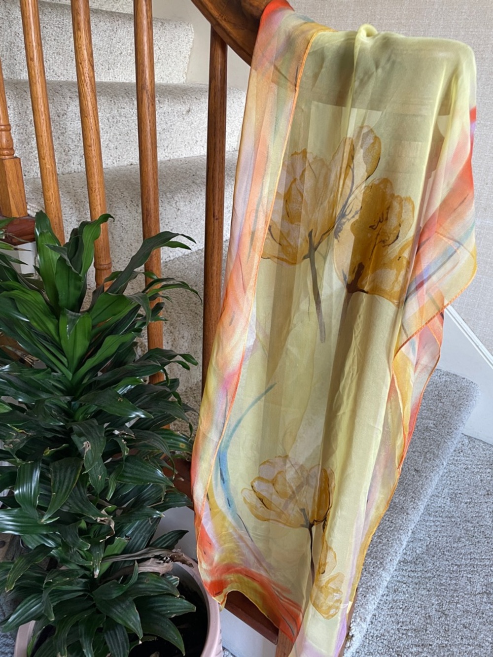 100% Silk Floral Summer Scarf Wrap Versatile Accessory